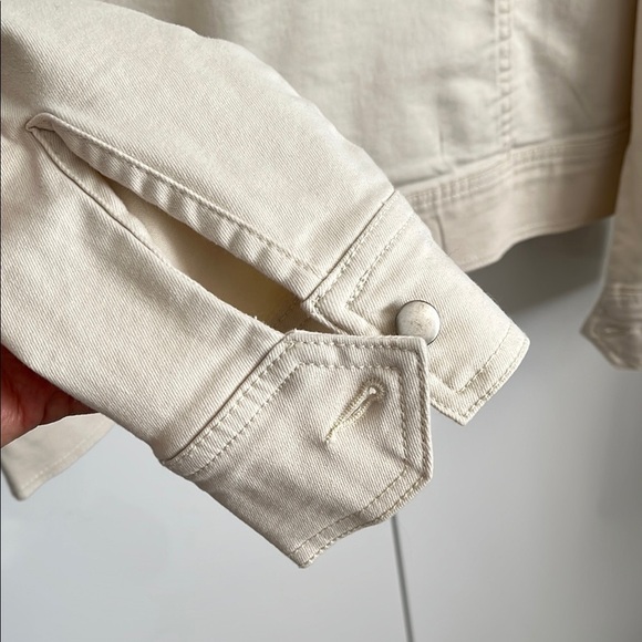 PINK TARTAN NWOT Beige Twill Jacket Mandarin Collar, Size S - Picture 7 of 9